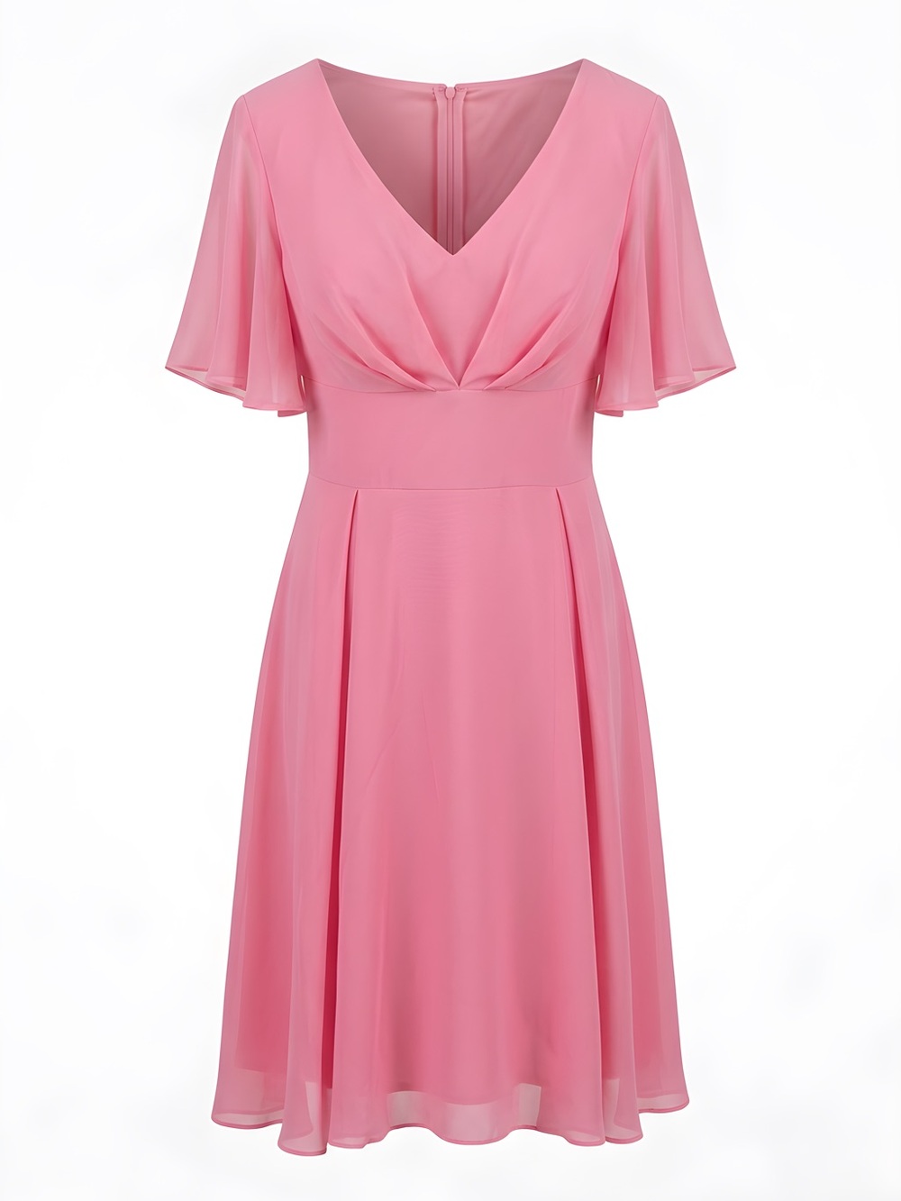 Chic Pink Midi Dress with Flutter Sleeves
